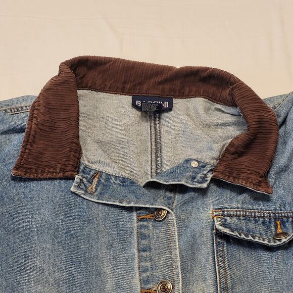 Denim Barn Jacket Womans 2X Blue Baccini Chore Coat Corduroy Collar Vintage - Picture 2 of 10